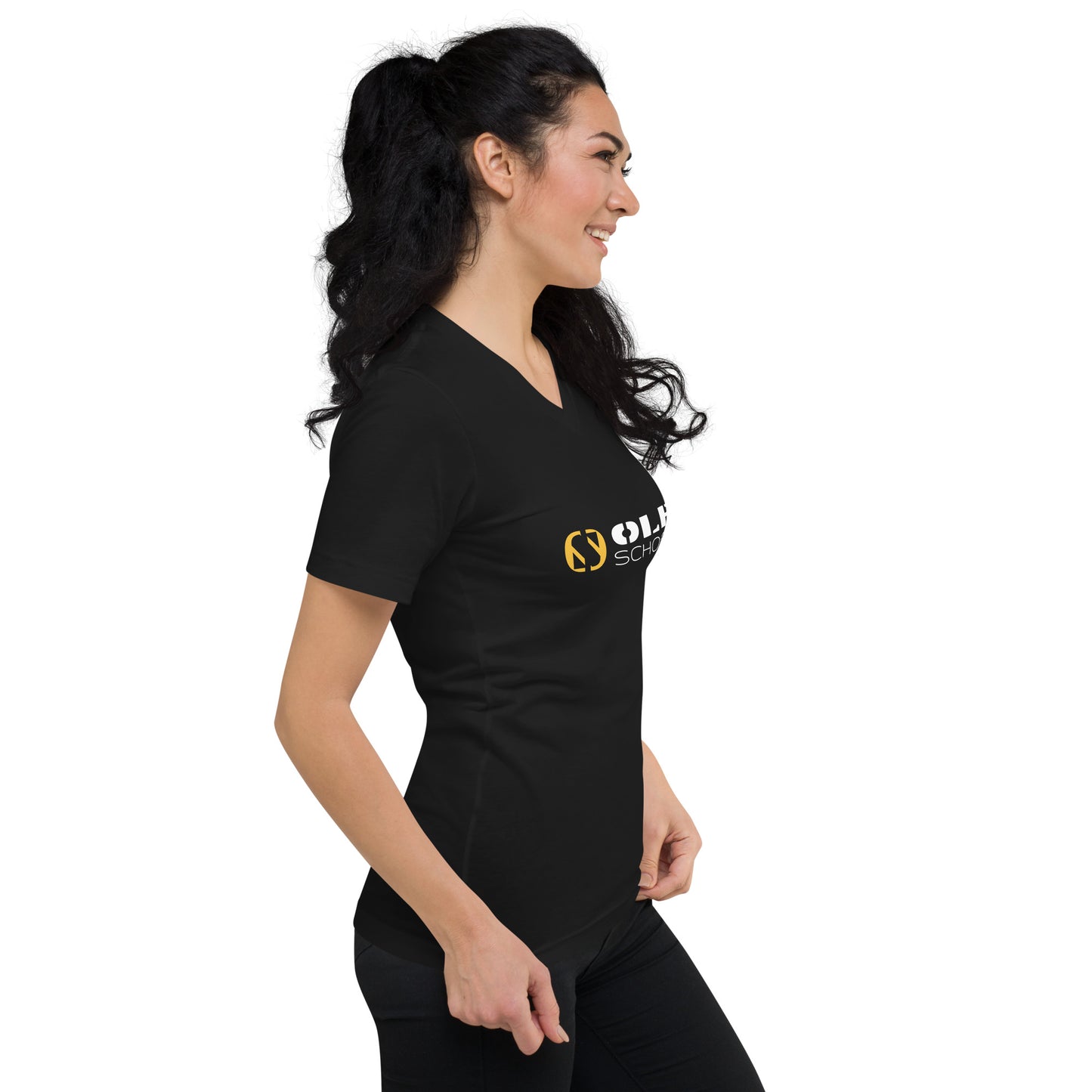 Ole School Black Women's V-Neck T-Shirt